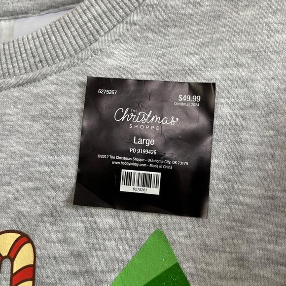 NWT Bluey Gray Christmas Sweatshirt Bluey and Bingo wearing Christmas hats Large - Picture 6 of 7